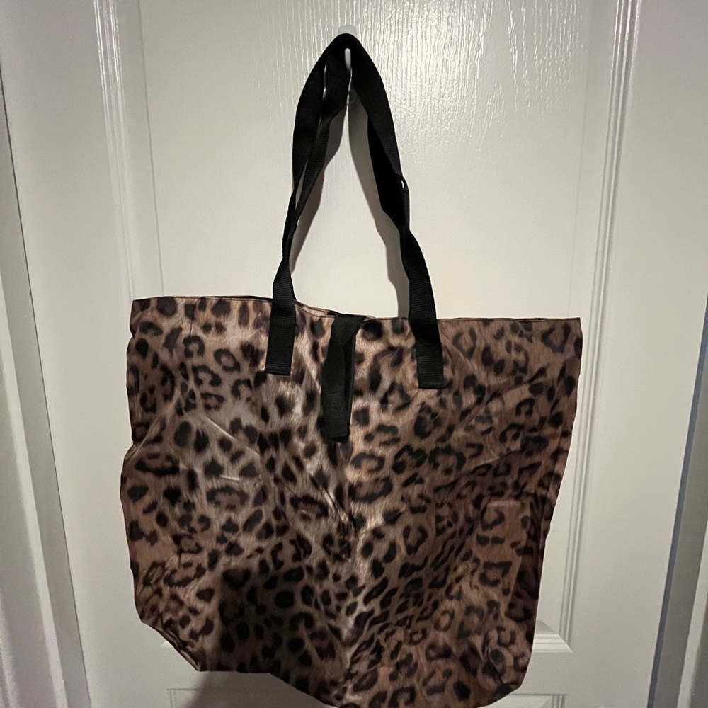 Chico's Leopard Print Tote Bag with Black Straps